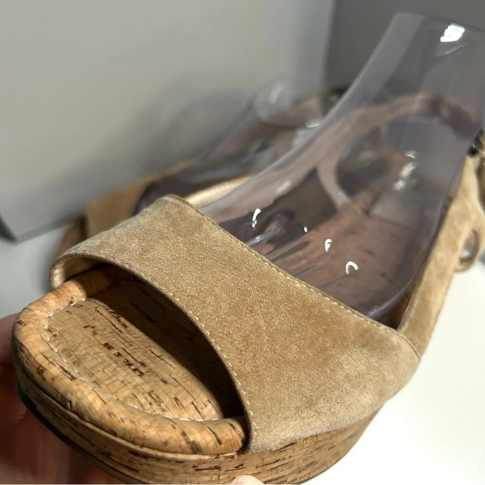 MRKT Women's Tan Suede Slingback Cork Platform Sandals in‎ Size 11
